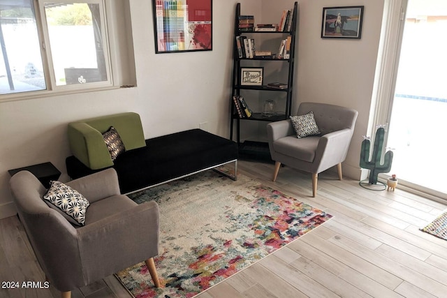 sitting room with wood finished floors