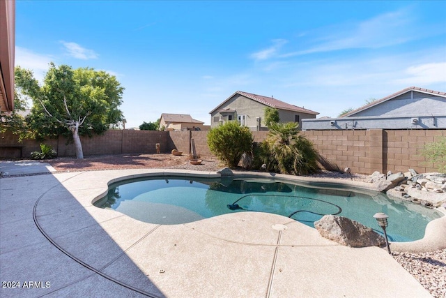 view of swimming pool featuring a patio area