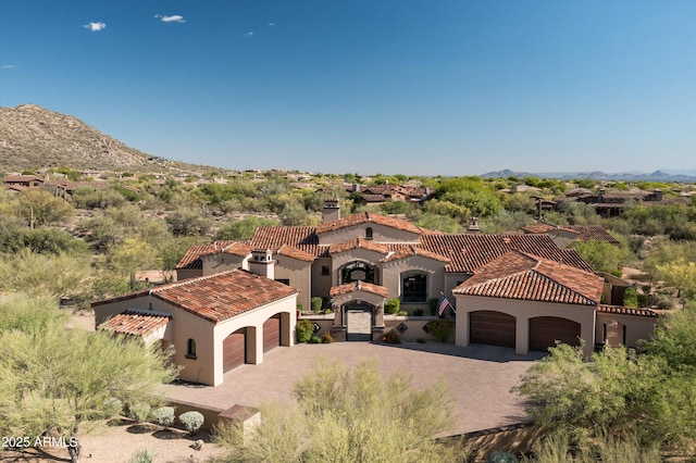 view from above of property featuring mountains