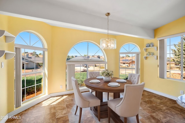 4701 N Sheridan Ln, Prescott Valley, AZ 86314 - dining area featuring a chandelier, plenty of natural light, and baseboards