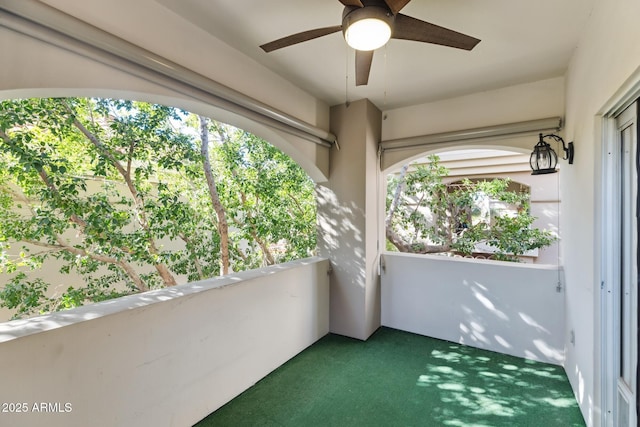 balcony with ceiling fan