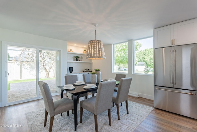 dining room with light hardwood / wood-style flooring