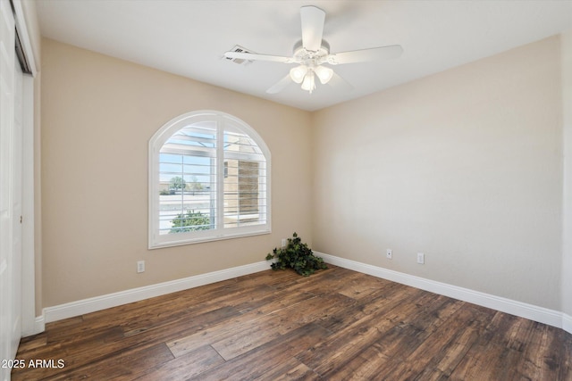 23705 N Chaps Dr, Florence, AZ 85132 - spare room with wood finished floors, baseboards, and ceiling fan