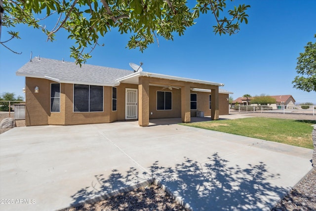 23705 N Chaps Dr, Florence, AZ 85132 - view of front of property with a patio, ceiling fan, and stucco siding