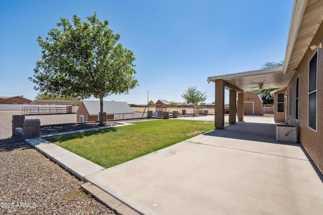 23705 N Chaps Dr, Florence, AZ 85132 - view of yard with ceiling fan and a patio area