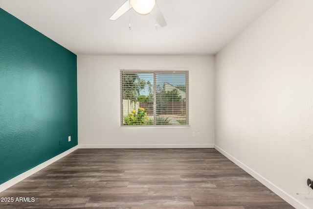 830 E Gila Ln, Chandler, AZ 85225 - spare room with ceiling fan, wood finished floors, and baseboards