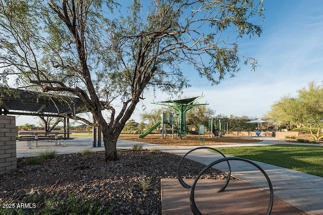 view of community with a playground