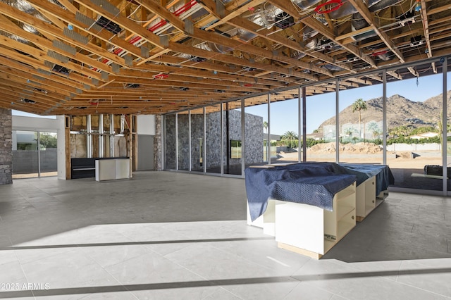 interior space featuring a mountain view