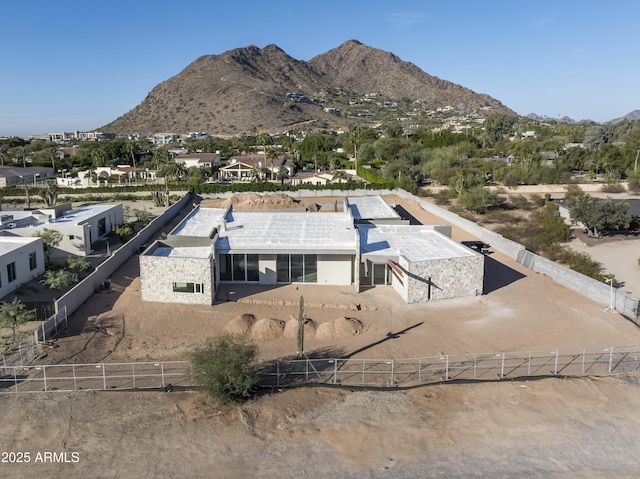 bird's eye view with a mountain view