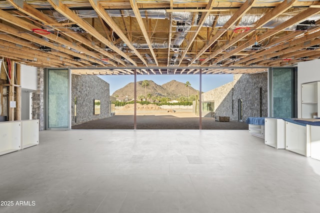 view of patio with a mountain view