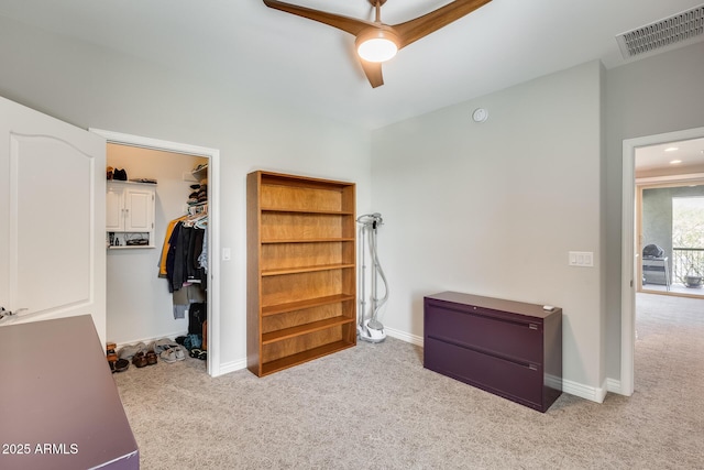 bedroom with baseboards, visible vents, and carpet flooring