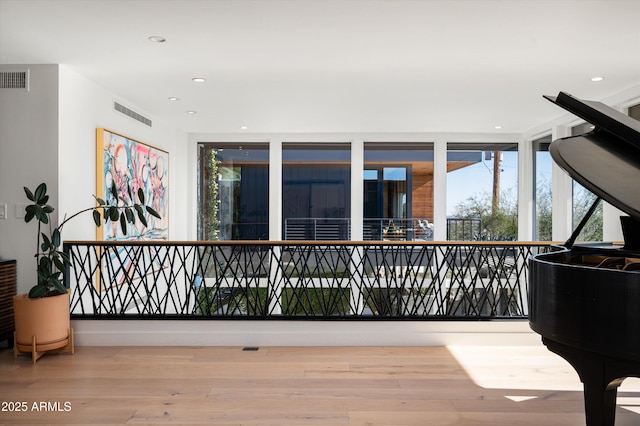 interior space with light hardwood / wood-style flooring