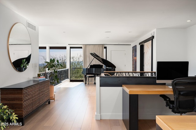 home office featuring wood-type flooring