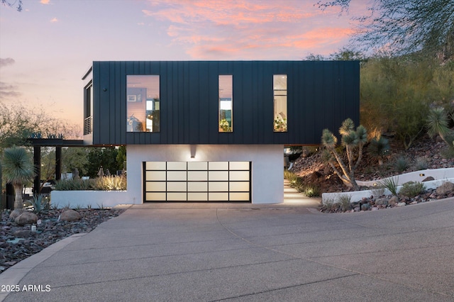 contemporary home featuring a garage