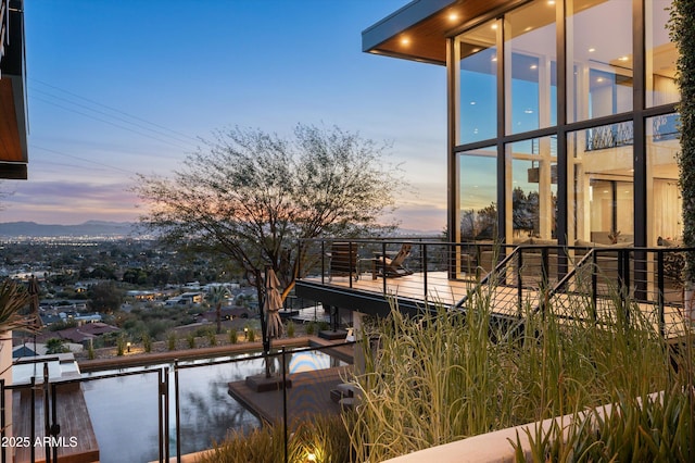 exterior space featuring a mountain view