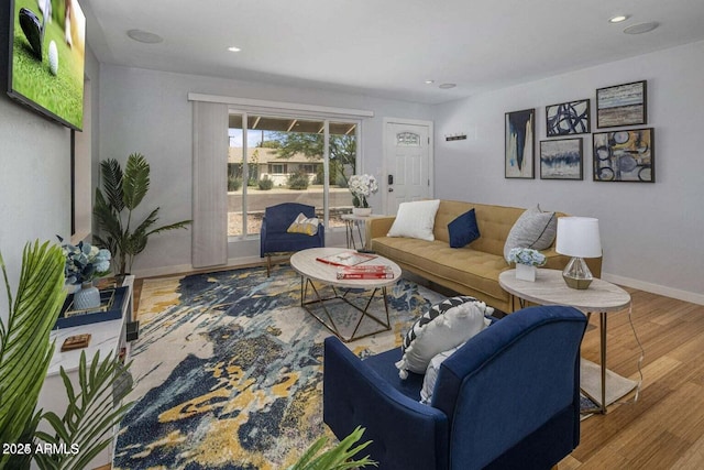 living room with wood-type flooring