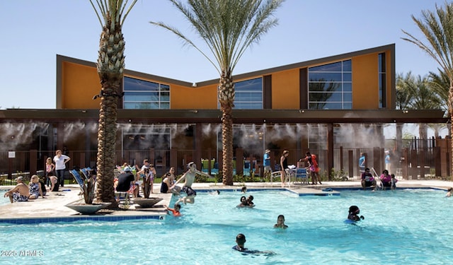 community pool with fence