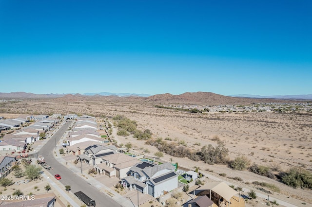 bird's eye view with a mountain view