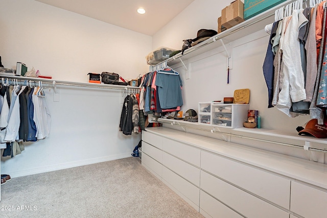 walk in closet featuring carpet