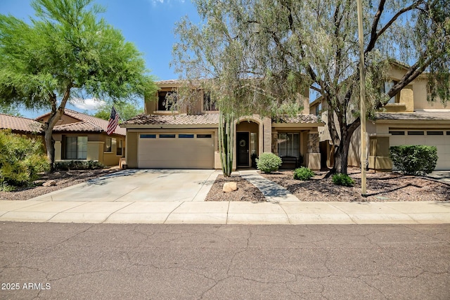 3336 W King Dr, Anthem, AZ 85086 - view of front of home with stucco siding, driveway, an attached garage, and a tiled roof