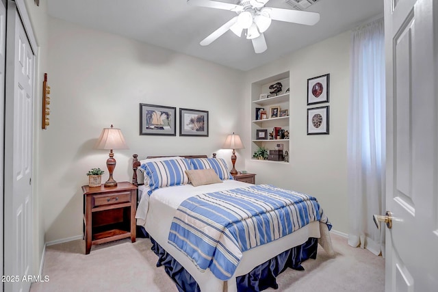 3336 W King Dr, Anthem, AZ 85086 - bedroom featuring light carpet, a closet, baseboards, and a ceiling fan