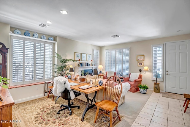3336 W King Dr, Anthem, AZ 85086 - carpeted home office featuring baseboards, recessed lighting, and tile patterned floors