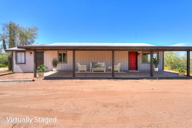 view of front of home with a patio