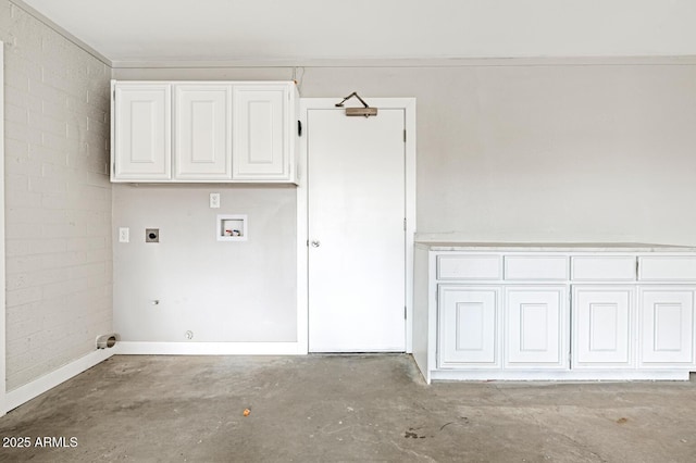 laundry room featuring washer hookup, cabinet space, hookup for an electric dryer, and gas dryer hookup