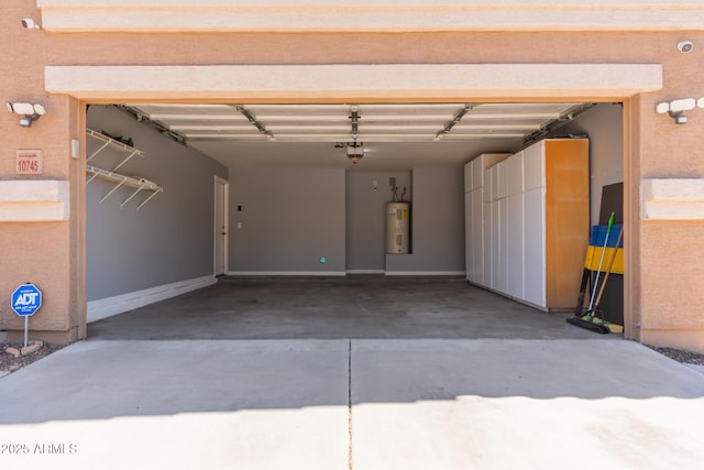 garage featuring water heater