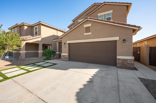 view of front of house with a garage