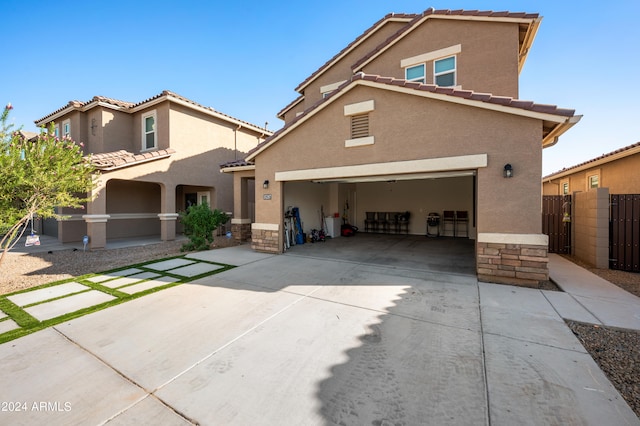 view of front of property featuring a garage