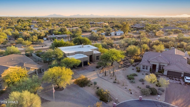 view of aerial view at dusk