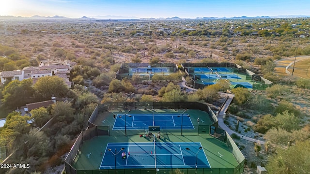 bird's eye view with a mountain view