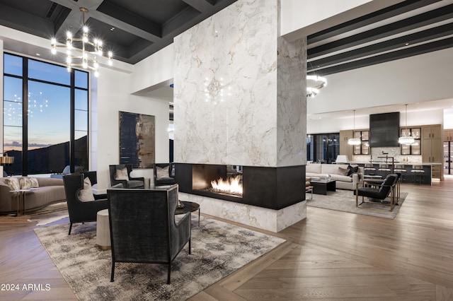 20958 N 112th St, Scottsdale, AZ 85255 - common area with a towering ceiling, beam ceiling, and coffered ceiling