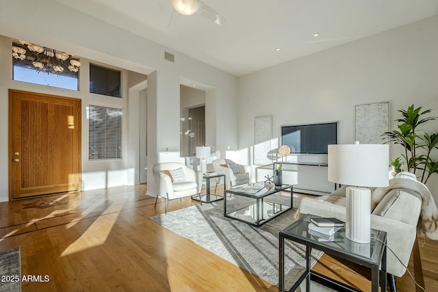 interior space featuring visible vents and wood finished floors