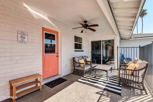 view of patio / terrace featuring ceiling fan