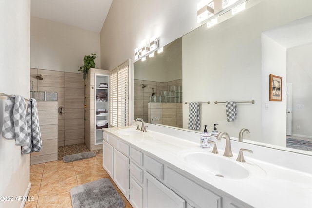 6122 E Saddleback St, Mesa, AZ 85215 - full bath featuring double vanity, walk in shower, a sink, and tile patterned flooring