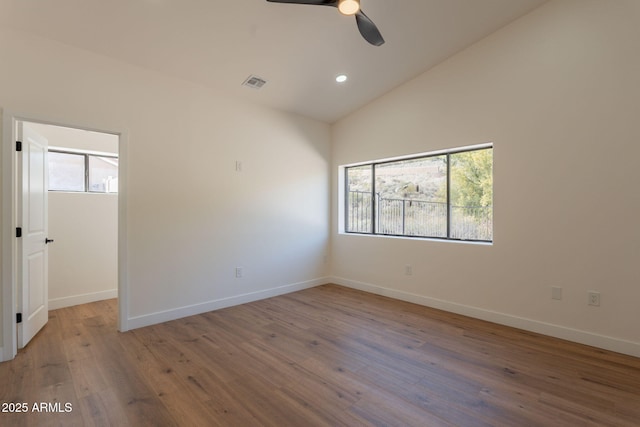 15038 E Greene Valley Dr, Fountain Hills, AZ 85268 - spare room with visible vents, ceiling fan, baseboards, recessed lighting, and wood finished floors