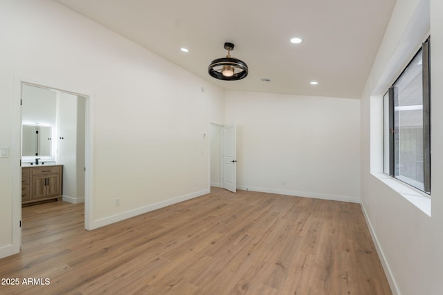 15038 E Greene Valley Dr, Fountain Hills, AZ 85268 - unfurnished room featuring visible vents, recessed lighting, a sink, baseboards, and light wood-type flooring