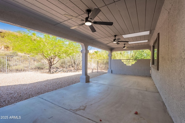 15038 E Greene Valley Dr, Fountain Hills, AZ 85268 - view of patio / terrace with a carport, a ceiling fan, and fence private yard