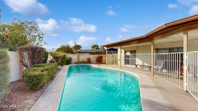 view of swimming pool with a patio area