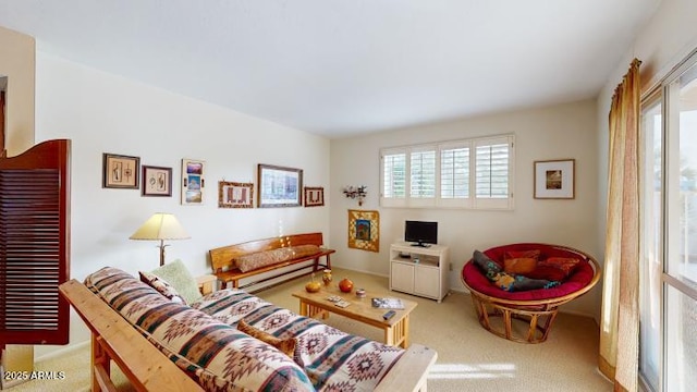 living room featuring carpet floors