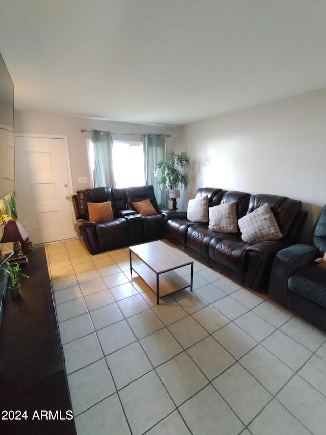 view of tiled living room