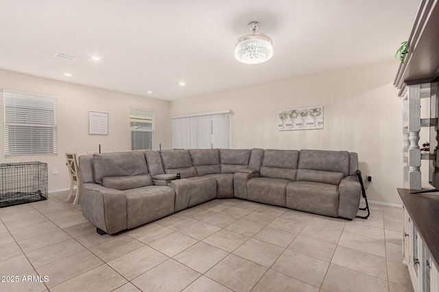 view of tiled living room