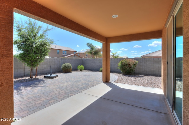 view of patio featuring a fenced backyard