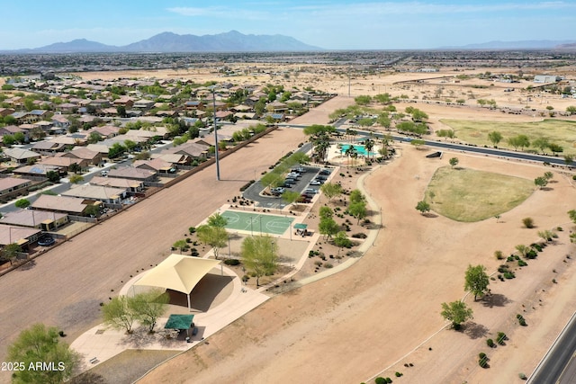 drone / aerial view with a mountain view