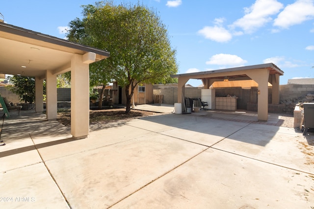 view of patio featuring a gazebo