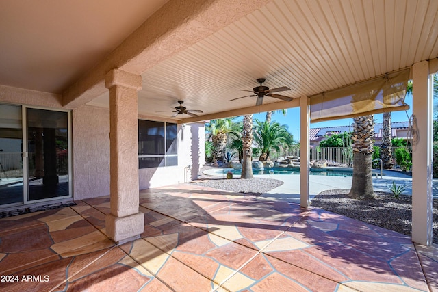 view of patio / terrace featuring ceiling fan