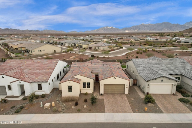 drone / aerial view with a mountain view