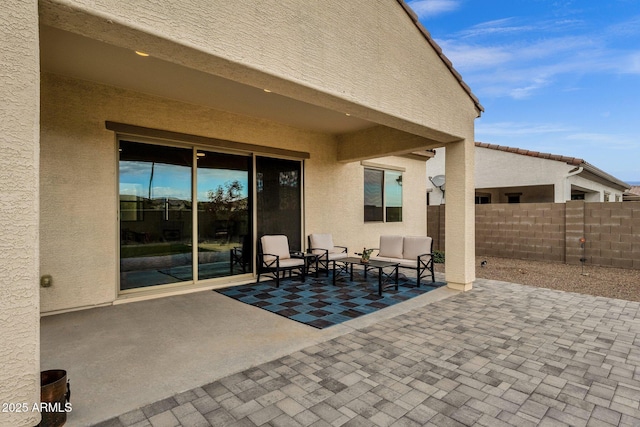 view of patio with an outdoor living space